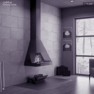 Wall-Mounted Wood-burning Fireplace CH 05 with Glass 12 kW Black - Focgrup