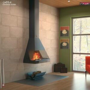 Wall-Mounted Wood-burning Fireplace CH 05 with Glass 12 kW - Focgrup
