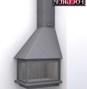 Suspended Corner Wood Fireplace CH 57 with Glass 12 kW - Focgrup