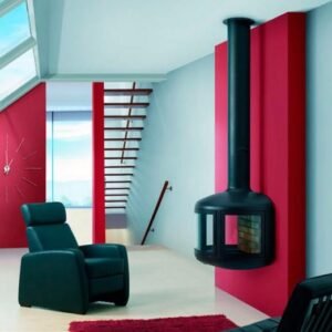 Cheminée murale à bois THEA avec vitre 7 kW - Fugar