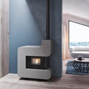 Caminetto a pellet a parete completo TIZIANO 7,5 kW - Eva Calòr
