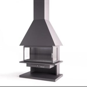 Wall-Mounted Wood-burning Fireplace CH 57 G with Glass 17.5 kW - Focgrup