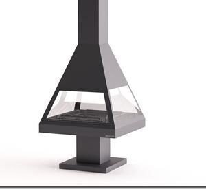 Central Wood-burning Fireplace CH 05 with Glass and Pedestal