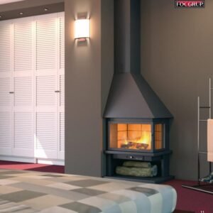 Corner Wood Fireplace CH 57 with Glass 12 kW - Focgrup