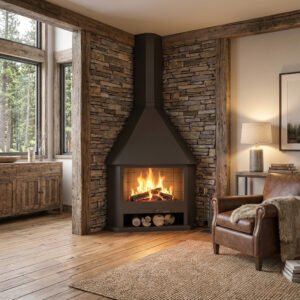 Camino a legna angolare CH 03 aperto 14,5 kW - Focgrup