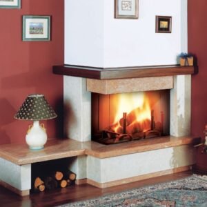 Caminetto a legna angolare completo di rivestimento OSIMO