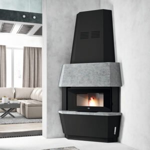Cheminée d'angle à granulés GIOTTO 12 kW - Eva Calor