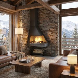 Camino a legna angolare CH 05 con vetro 12kW Focgrup