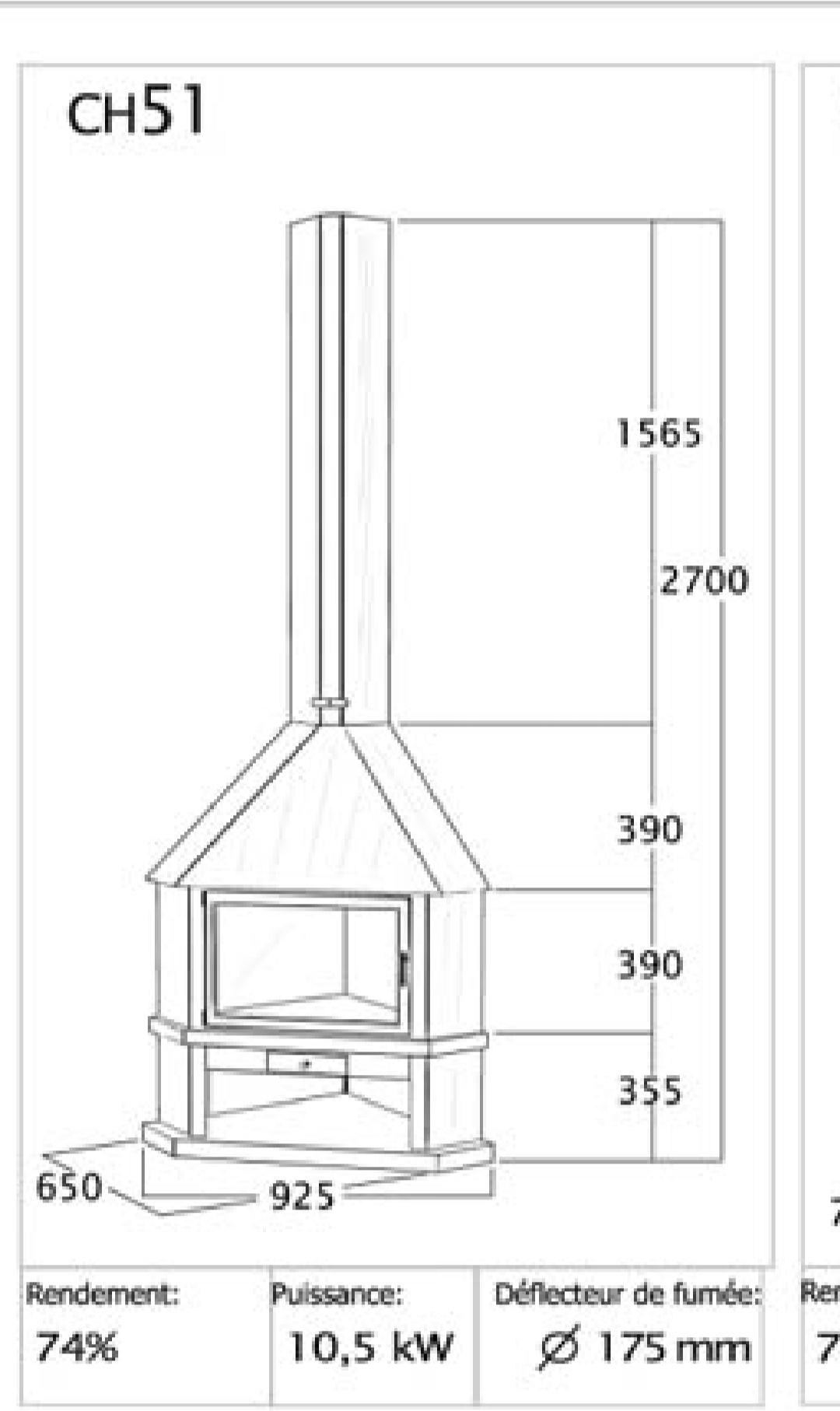 Camino a legna angolare CH 51 c/vetro 12 kW - Focgrup - immagine 2