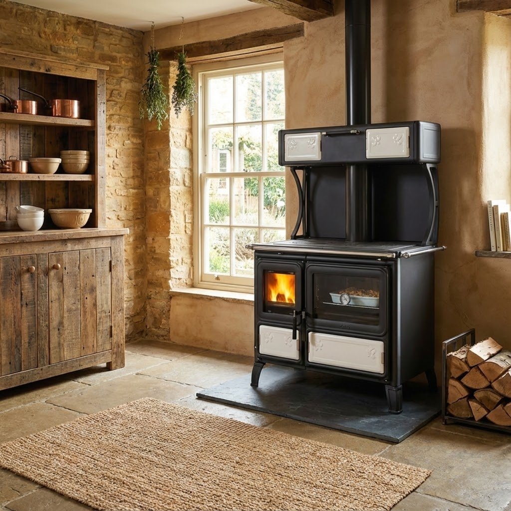 Cucina a legna con scaldavivande MILLY - La Nordica - Extraflame colore bianco