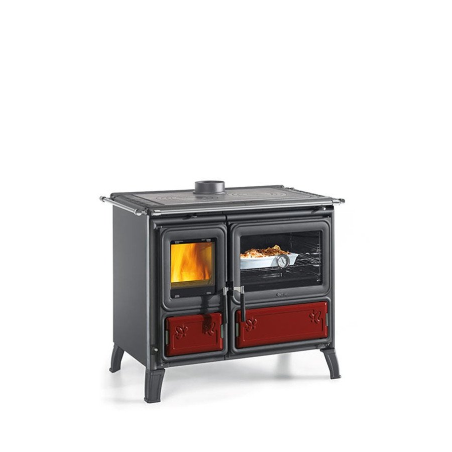 Cucina a legna senza scaldavivande MILLY - La Nordica - Extraflame colore bordeaux
