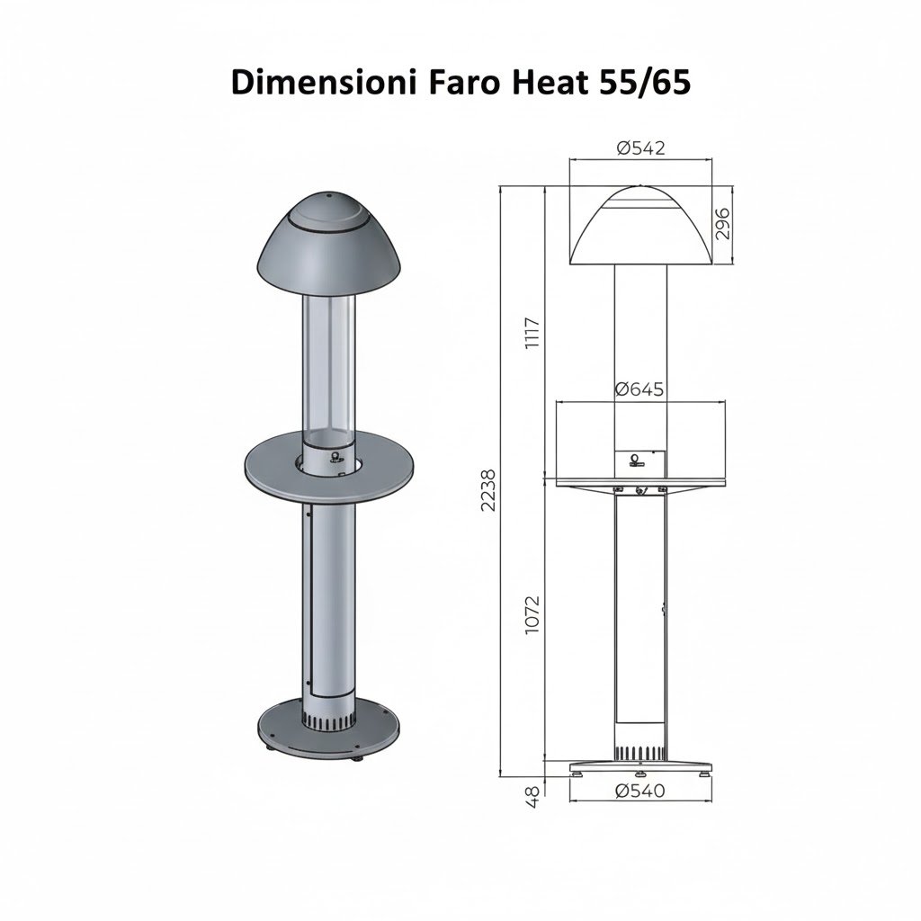 Dimensioni stufa pirolitica Faro heat 55/65