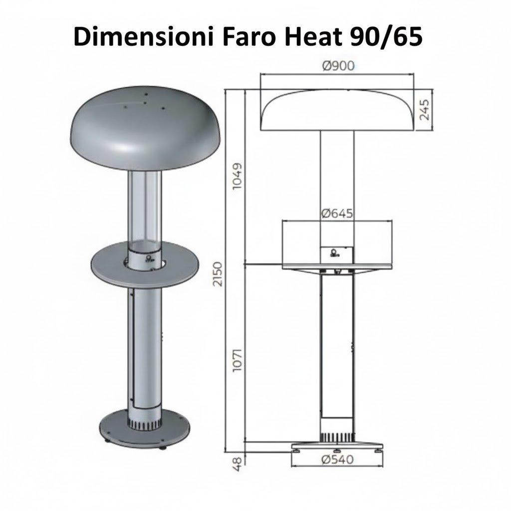 Dimensioni stufa pirolitica Faro heat 90/65