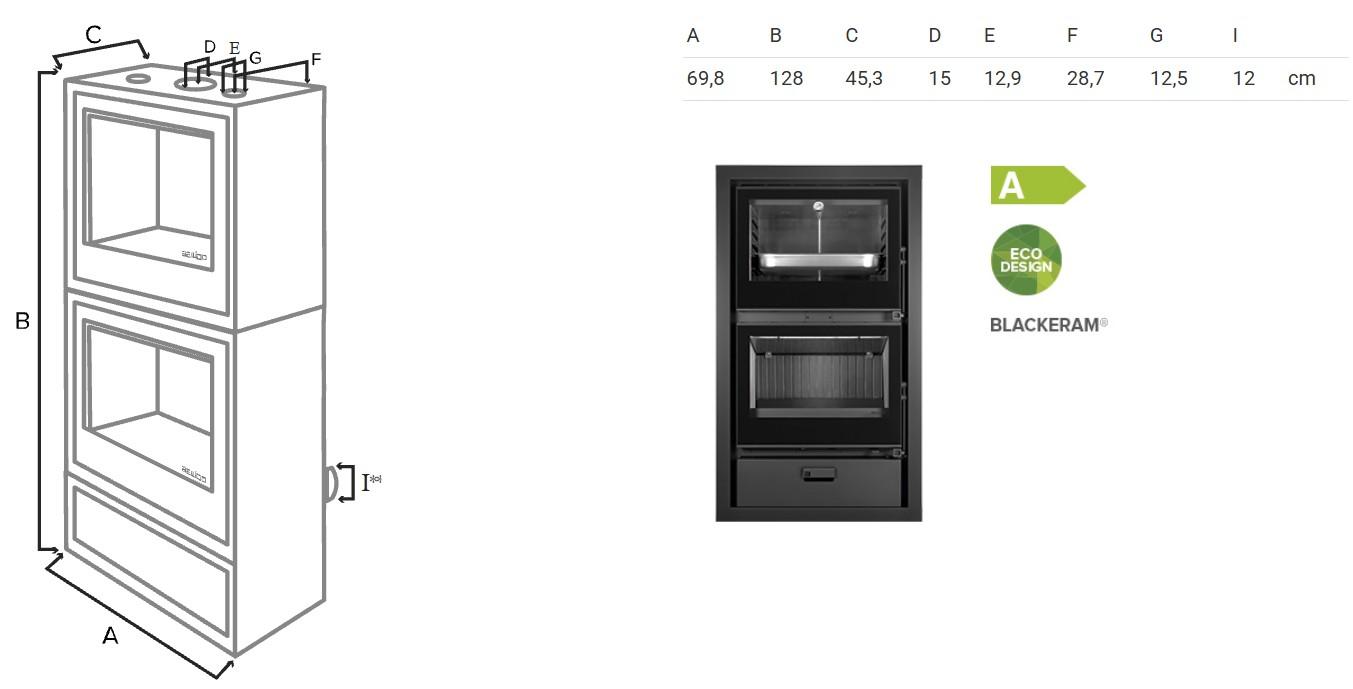 Inserto a legna con forno BAKE 70 c/cassetto - Bellido - immagine 3