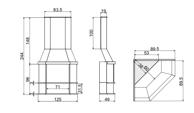 Camino a legna angolare ventilato DALI 10 kW - Salgueda - immagine 3